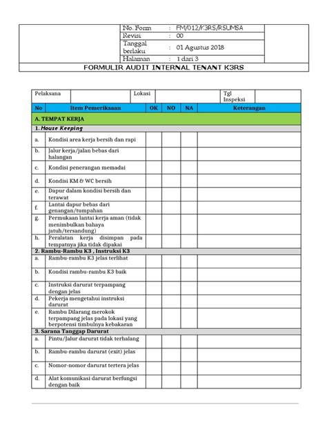 Form Audit Internal K3 Dikonversi Pdf