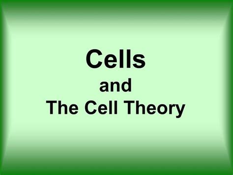 Ppt Cells And The Cell Theory Powerpoint Presentation Free Download
