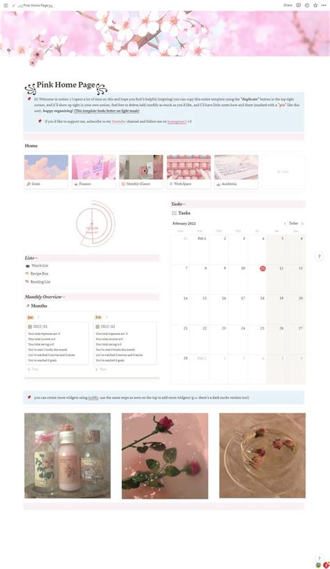 Pink Notion Template Notions Aesthetic Template Templates