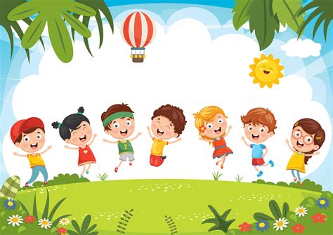 Kids Playing Outside In Summer 1128635 Vector Art At Vecteezy