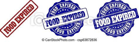 Food Expired Scratched Stamp Seals Food Expired Grunge Stamp Seals In