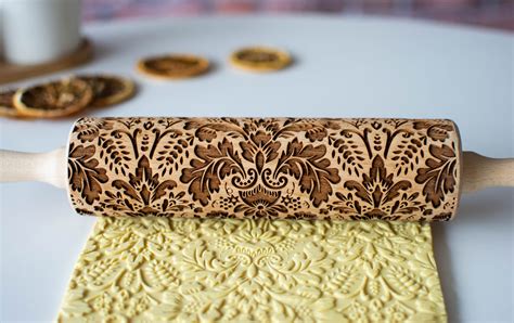 Oriental Damask Pattern Embossing Rolling Pin Cookies Decorating