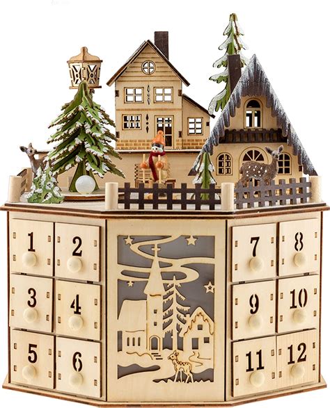 Clever Creations Traditional Wooden Advent Calendar Festive Christmas