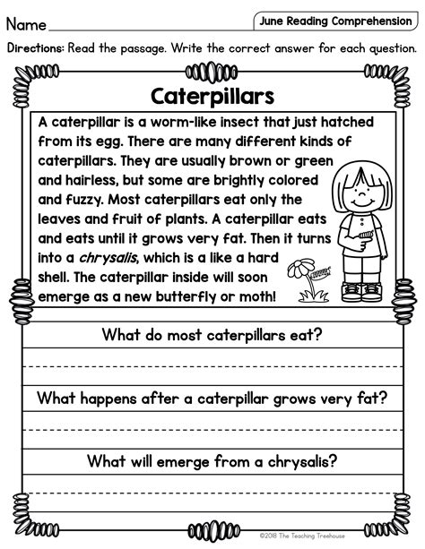 Reading Comprehension Worksheets For St Grade