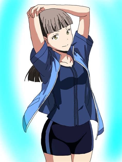 Safebooru 1girl Ansatsu Kyoushitsu Arms Up Bangs Bike Shorts Blue