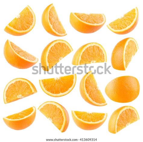 Collection 16 Orange Slices Isolated On Stock Photo 413609314