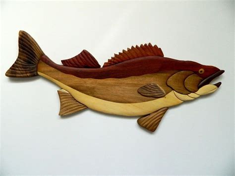 Walleye Fish Fishing Intarsia Wood Wall Art Home Decor Plaque Lodge New
