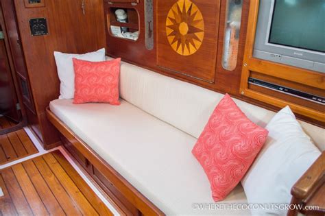 Customize your boat by replacing or creating new upholstery for your boat seats. DIY Salon Cushions | Boat upholstery, Sailboat decor, Boat interior