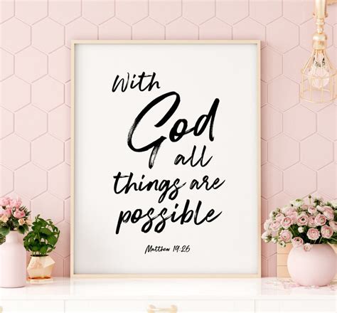 With God All Things Are Possible Printable Art Bible Verse Etsy