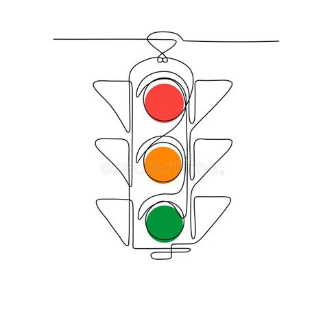 One Line Drawing Of A Traffic Lights Stock Vector Illustration Of