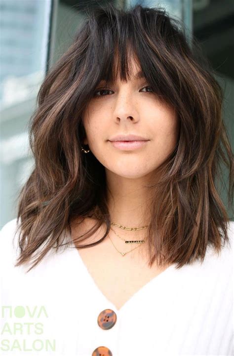 20 Mid Length Hairstyles With Fringe And Layers Mid Length Layered Haircut With Bangs