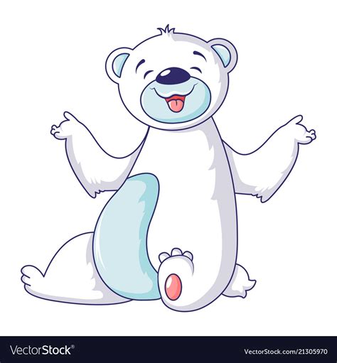 Polar Bear Smile Icon Cartoon Style Royalty Free Vector