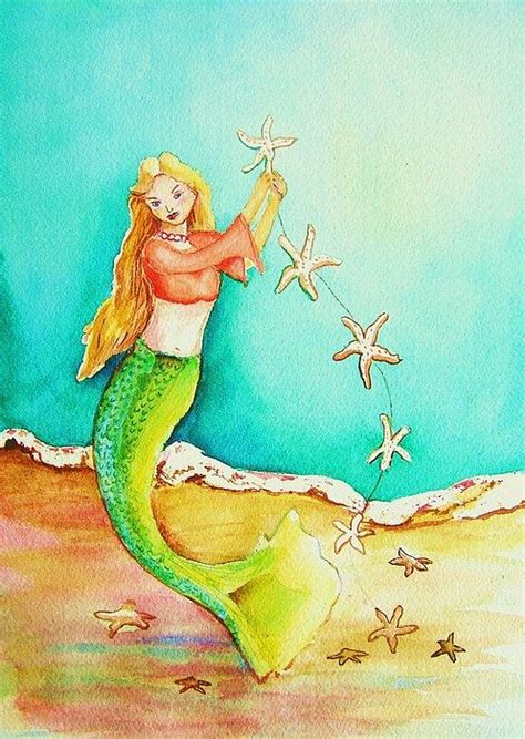 Starfish Mermaid By Patricia Piffath In 2021 Mermaid Painting