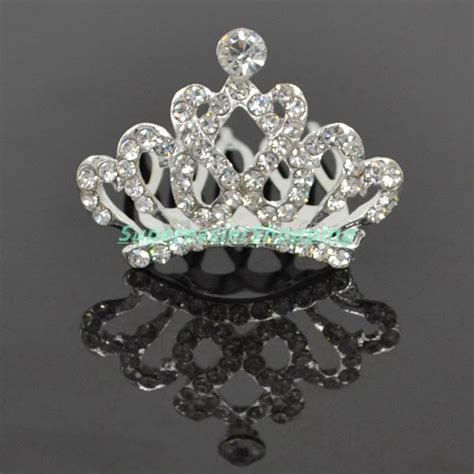 2021 Transparent Mini Diamond Princess Crown Comb Bling Crystal