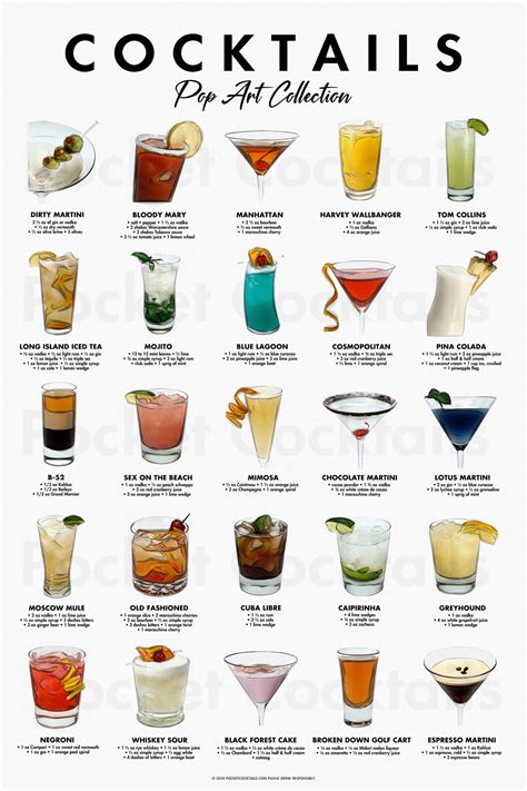 Pocket Cocktails Pop Art Classics Posters Mixed Drinks Recipes Classic Cocktail Recipes