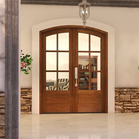 34 Arch 6 Lite Arch Top Mahogany Double Entry Door Double Entry