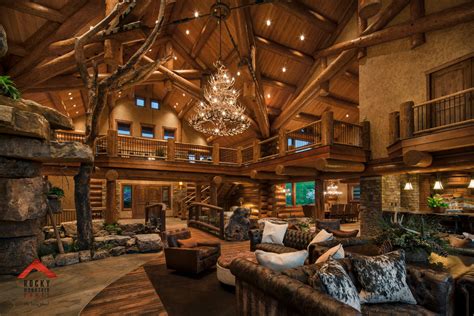 Mountain cascade cabin with indoor private spa tub and fireplace. Lodge Style Living- Rocky Mountain Homes - Rustic ...