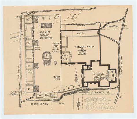 Map Of The Alamo Showing The Ground Plan Compiled From Drawings By