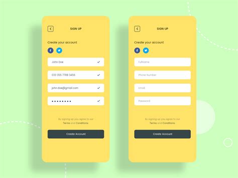 Sign Up And Sign Up Fill Full Screens Concept For Social App Uplabs