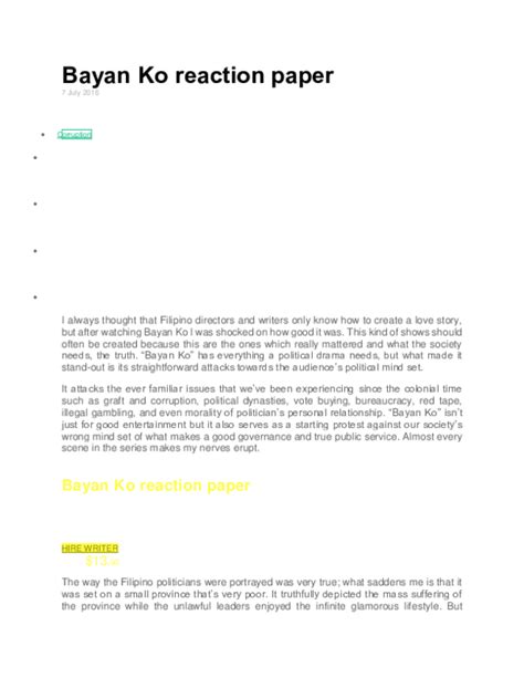 Doc Bayan Ko Reaction Paper Ranie May Pineor