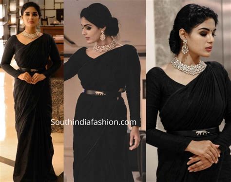 Samyuktha Menons All Black Saree Look South India Fashion