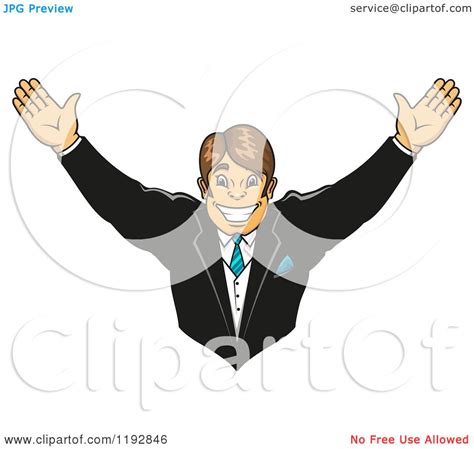 Clipart Of A Cheering Happy Groom Royalty Free Vector Illustration By