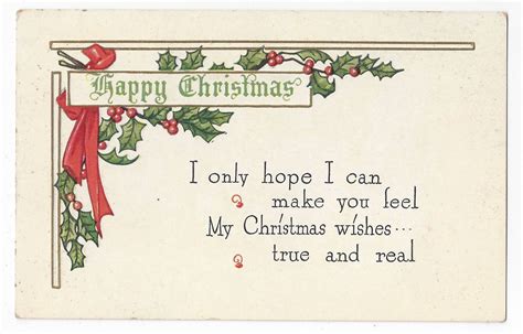 Christmas Poem Postcard Embossed Holly Vintage Ca 1913