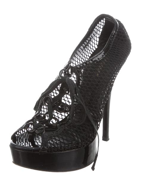 Dolce And Gabbana Fish Net Platform Booties Shoes Dag78809 The Realreal