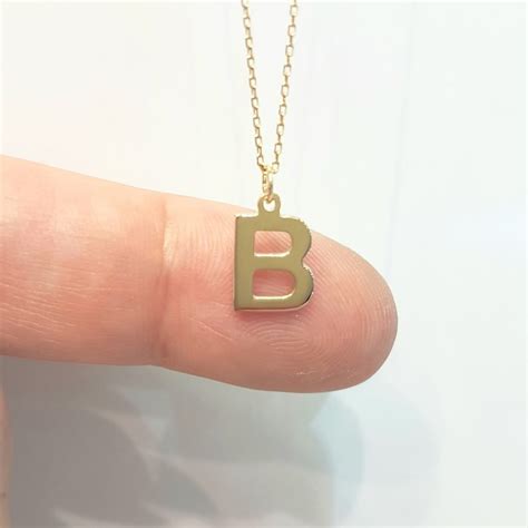 14k Real Solid Gold Initial Alphabet Letter Charm Pendant Necklace