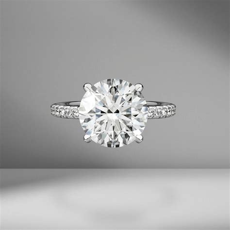 Round Brilliant Cut Engagement Ring With Diamond Pavé Material Good