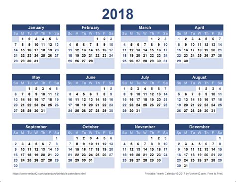 2018 Calendar Templates Images And Pdfs