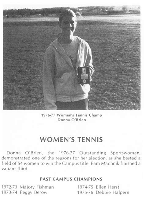 1976 Womens Tennis Singles Campus Recreation