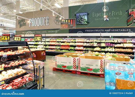 The Produce Section In A Modern Grocery Store Editorial Stock Image