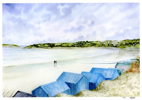 Hand Finished Beach Huts Abersoch Very Limited Edition Print On
