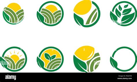 Collection Of Agricultural Logo Icon Template Vector Stock Vector Image