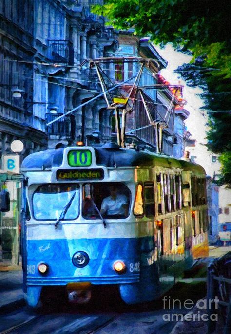 Gothenburg Tram Painting Painting By Antony Mcaulay Fine Art America