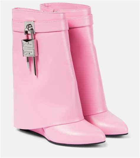 Givenchy Shark Lock Leather Ankle Boots In Bright Pink ModeSens