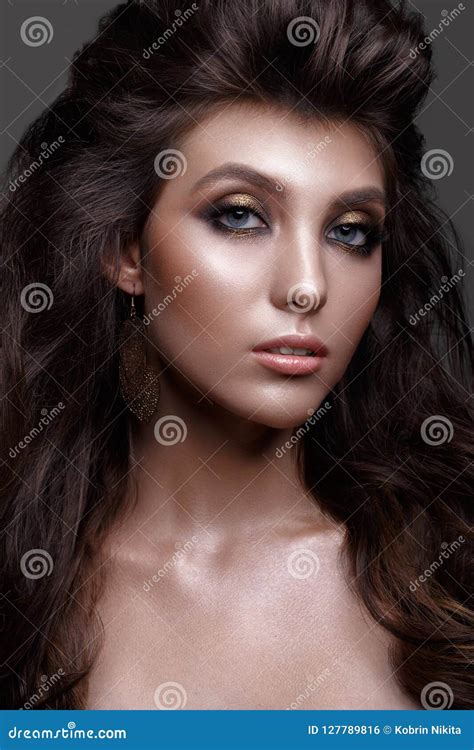 Beautiful Girl With Creative Colorful Make Up Beauty Face Stock Photo