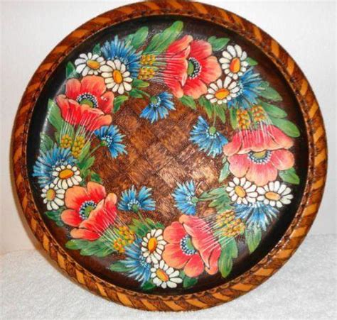 Hand Carved Wood Plate Ebay