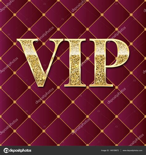 Vip Golden Letters With Glitter On Abstract Quilted Background Luxury