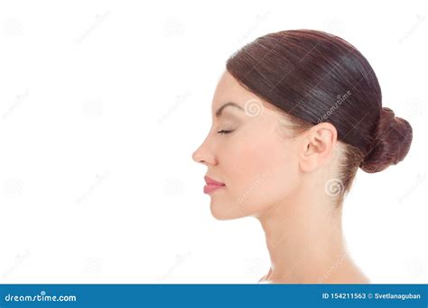 Woman With Eyes Closed In Side View Stock Image Image Of Cute Head