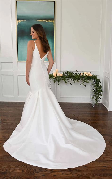 Fit And Flare Wedding Dress In Pearl Mikado True Society Bridal