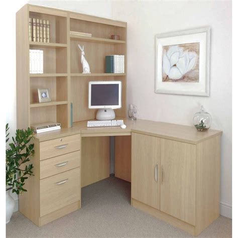 R White Home Office Corner Desk Set With Overshelving