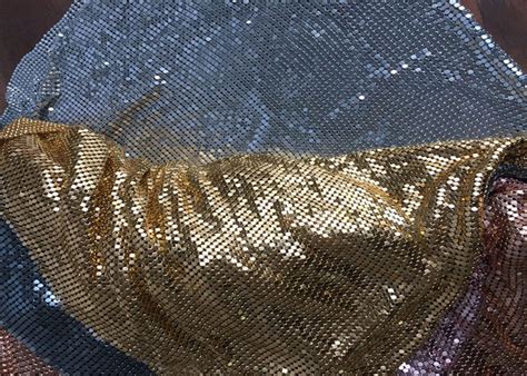 Kain Sequin Mesh Elegan Sambungan Aluminium Flakes Metal Mesh Fabric