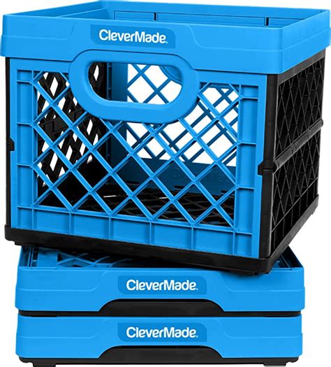 Clevermade Collapsible Milk Crates 25l Plastic Stackable Storage Bins