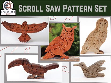 Birds Scroll Saw Puzzle Pattern Set Great Horned Owl Snowy Etsy