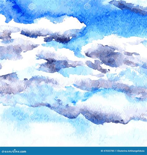 Watercolor Drawing Clouds Stock Vector Illustration Of Blue 47033785