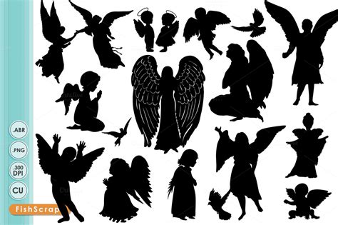 Angel Clip Art Angel Silhouettes Brushes On Creative Market