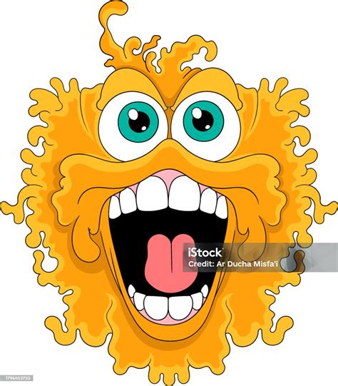 a monster with big eyes a gaping mouth orange fur stock illustration download image now istock