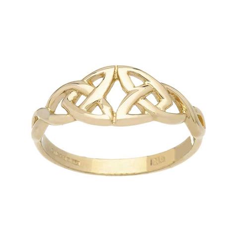 14ct Yellow Gold Double Trinity Knot Ring Celtic Knot Ring